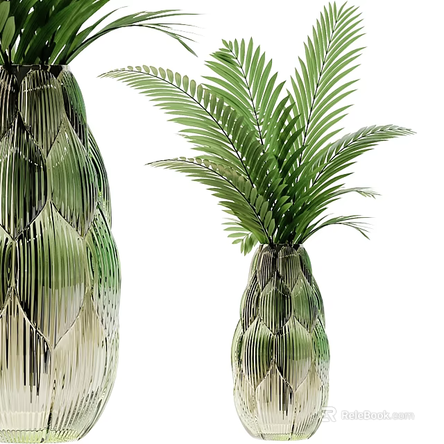 Decorative Ornament Set with Green Leafy Pineapple Shaped Design for Home Decor Accent Pieces 3d model 