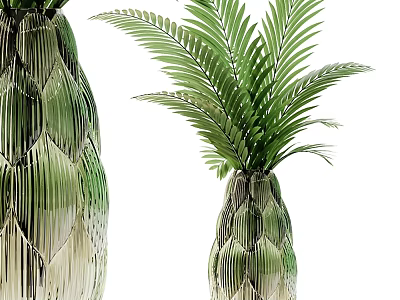 Decorative Ornament Set with Green Leafy Pineapple Shaped Design for Home Decor Accent Pieces 3d model