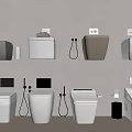 Modern Bathroom Toilets Display With Wall Mounted And Floor Standing Styles In Neutral Colors