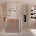 Elegant Modern Clothing Store Interior With Hanging Dresses Reception Desk And Brand Sign