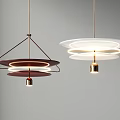 Contemporary Hanging Pendant Lights With Illuminated Circular Rings And Metal Frame
