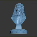 Blue Game Movie Character Bust Sculpture With Long Braided Hair And Detailed Base