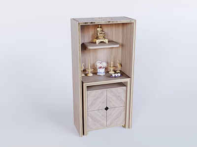Modern Wooden Entryway Side Cabinet With Open Shelves And Decorative Storage Design 3d model