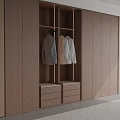 Modern Wooden Wardrobe Interior With Open Hanging Space And Drawers Design