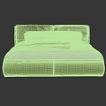 Elegant Modern Green Double Bed With White Bedding And Headboard Cushions 3d model