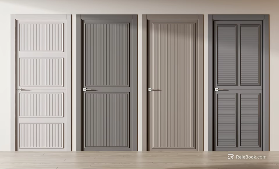 Modern Hinged Interior Doors Featuring Multiple Designs And Various Color Styles 3d model