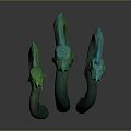 Green And Blue Two Headed Dragon Sculpture With Glowing Eyes And Coiled Body