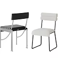 Modern Black And White Dining Chairs With Metal Frames And Padded Seats 3d model