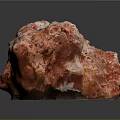 Red Stone Material With Textured Surface And Holes On Black Background With Reflection 3d model