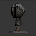 Mechanical Robot Character With Metallic Texture Round Head And Armored Body