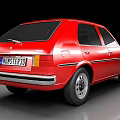 Red Classic Vintage 1970s Car With Front Grille Headlights And Body Design