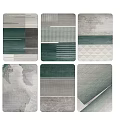 Modern Square Rugs Featuring Green Gray Tones with Striped Grid and Gradient Patterns 3d model