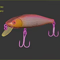 Shiny Pink And Yellow Fishing Lure With Metal Hooks And Clear Reflections