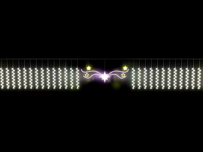Festive Lanterns Illuminated With Purple Star Design And String Lights Decoration 3d model