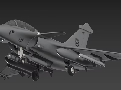 Gray Military Fighter Jet With Mounted Weapons And Number 131 Design 3d model
