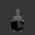 Detailed Warship Model Featuring Gray Hull Red Bottom Deck And Weapon Systems 3d model