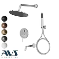 Contemporary Bathroom Faucet Set With Shower Head Handheld Shower Colored Knobs And Control Panel