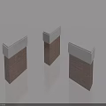 Swing Door With Gray Top And Brown Brick Pillars On Smooth Gray Floor