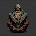 Hooded Fantasy Game Movie Character With Long Beard And Green Brown Robe 3D Sculpture
