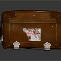Vintage Brown Leather Suitcase With Straps Buckles And Travel Labels