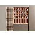 Modern Feature Wall With Grid Design Storage Compartments And Textured Panels 3d model