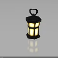 Stylish Modern Lantern Furniture With Black Frame Circular Handle And Yellow Light