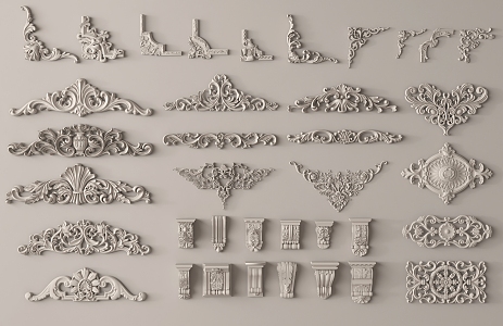 Gypsum components of simple European carved hornflower 3d model