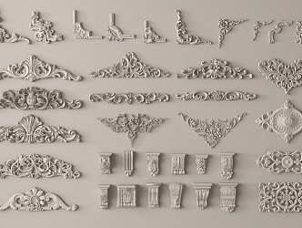 Gypsum components of simple European carved hornflower 3d model