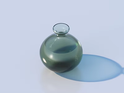Sleek Green Glass Round Bottle With Transparent Lid On Light Background 3d model