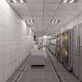 Modern Commercial Kitchen Interior With Stainless Steel Equipment Tile Walls Workstations And Storage Cabinets