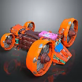 Orange Wheeled Mars Rover Advanced Mechanical Design For Planetary Space Exploration 3d model