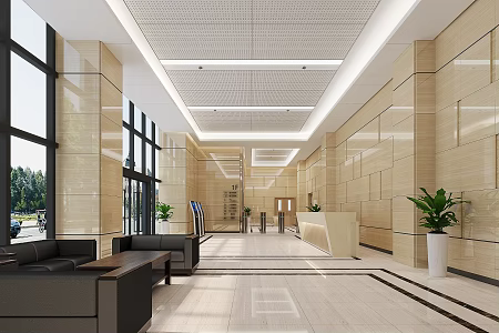 Modern Hall Foyer 3d model