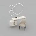 Modern White Dressing Table With Mirror Matching Chair And Decorative Accessories