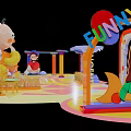 Colorful Indoor Children's Playground in Shopping Mall With Cartoon Characters And Vinci House