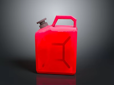 Red Gasoline Can With Red Handle And Black Cap Isolated On Gray Background 3d model