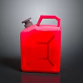 Red Gasoline Can With Red Handle And Black Cap Isolated On Gray Background
