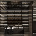 Modern Wine Display Space With Glass Racks And Marble Counter
