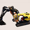 Functional Construction Vehicle Built With Lego Blocks Featuring Tracks And Shovel 3d model