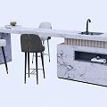 Nakajima counter bar counter operating table dining table and chairs 3d model