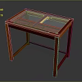 Stylish Mahogany Frame Table With Clear Glass Top And Stable Legs