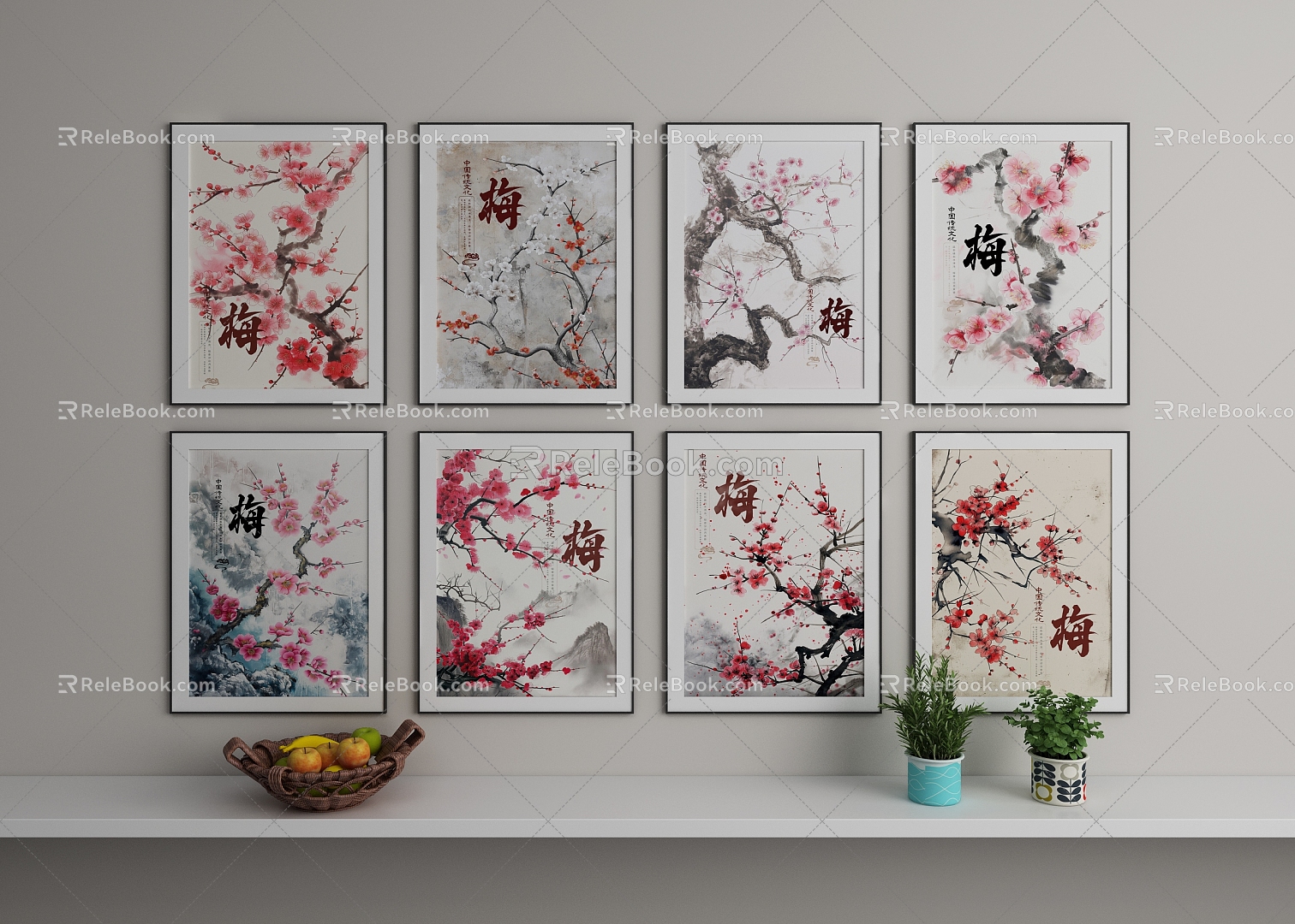 Chinese painting decorative painting plum blossom photo frame photo wall background painting propaganda painting art painting model