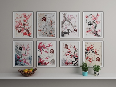 Chinese painting decorative painting plum blossom photo frame photo wall background painting propaganda painting art painting model