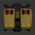 Two Yellow Multi Barrel Mechanical Launchers With Red Tops Black Base And Yellow Emblem