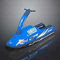 Blue Yamaha Jet Ski With Dolphin Stickers And Number 12 Graphics