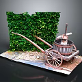 Vintage Commercial Juicing Equipment With Wheel Cart Structure And Green Ivy Backdrop