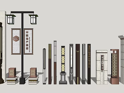 Various Outdoor Lights Designs With Traditional Lanterns Modern Pillar And Column Lamps 3d model