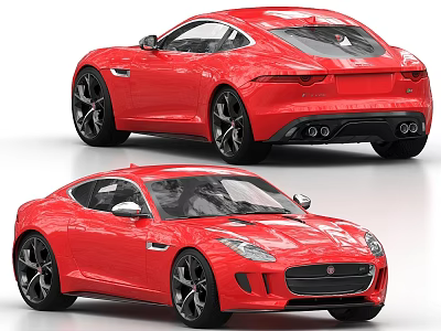 Jaguar Red Sports Car Exterior Design With Front And Rear View 3d model