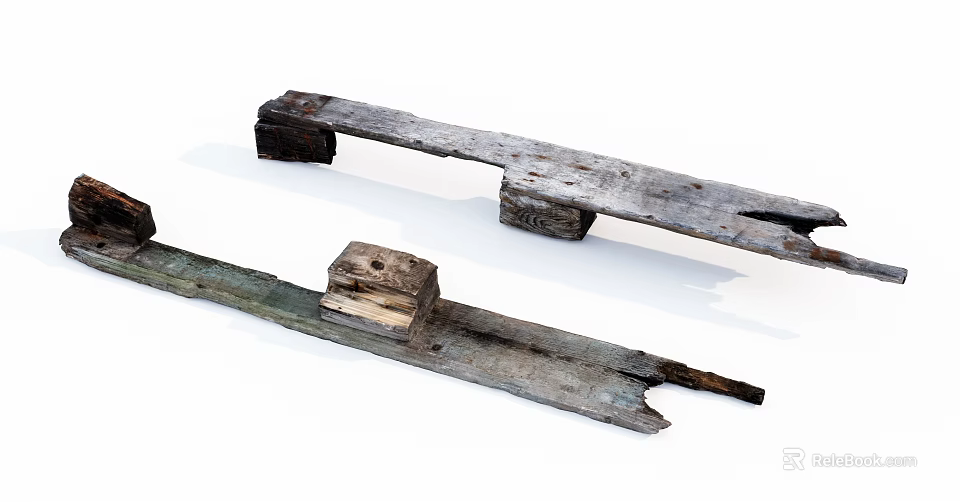 Weathered Wood And Natural Stone Decorative Elements For Rustic Design 3d model