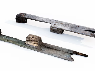 Weathered Wood And Natural Stone Decorative Elements For Rustic Design 3d model