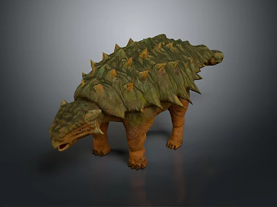 Ankylosaurus 3D Model With Green Armored Plates Orange Body And Spiked Back 3d model